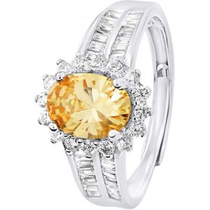 Sapphire Orange Ring Crystal en Zirkoniumoxides Zilver 925 Verstelbaar - Diana