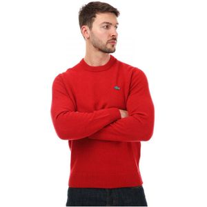 Heren Lacoste Regular Fit Sweater van wol met gespikkelde print in rood