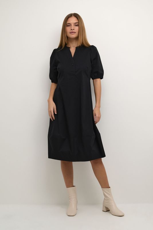 CULTURE - Antoinett - Jurk - Zwart - Katoen - Knielengte