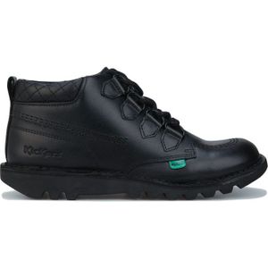 Kickers Kick Mid Quilt leren damesschoen in zwart