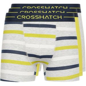 Crosshatch Heren Warbler Boxershorts (Set van 3) (Geel/Grijs/Navy)