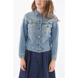 Denim AMERICAN-jasje met zilveren knopen in blauw