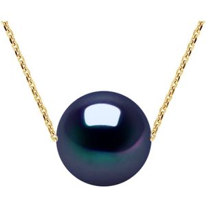 Ketting Black Pearl Zoetwater Ronde 11-12 mm Chain Convict 18K Yellow Gold