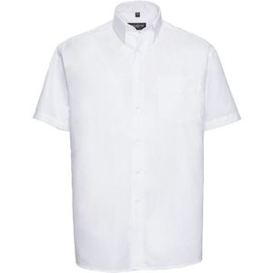 Russell Collection Heren Oxford Easy-Care Formeel Overhemd met Korte Mouwen (Wit)