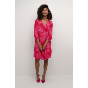 CULTURE - Jurk Polly - Pink/Rood - Blousejurk - V-hals - Knielengte