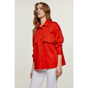 Rood Popeline Overhemd