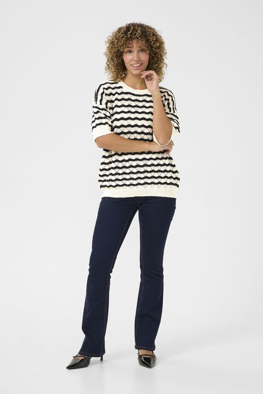 Cream - Gebreide Blouse - Beige - Katoen