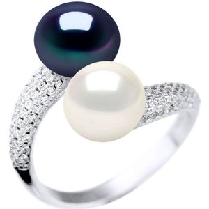 Ring YOU AND ME 2 zoetwaterparels 9-10 mm Wit en zwart Jewelry 925