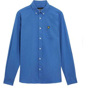 Lyle & Scott Heren Knoop-overhemd Katoen Linnen (Blauw)