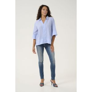 Blouse met korte mouwen Relaxed fit Blue Stripe white