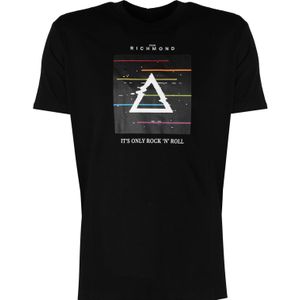 John Richmond - T-shirt - Zwart - Elegante Ronde Hals