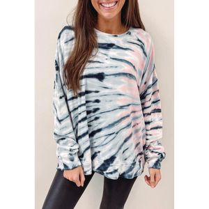 Azura Exchange Luchtblauwe Tie-Dye Crewneck Lange Mouwen Shift Pullover