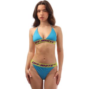 Off White Dames/Dames Logo Bikini Set (Blauw)