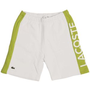 Boy's Lacoste Colour-Stripe Organic Cotton Shorts In White - Maat 2J / 92cm