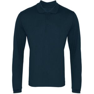 Premier Heren Coolchecker Pique Poloshirt met lange mouwen (Marine)