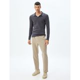 Koton - Poloshirt - Antraciet/Wit - Katoen - Lange Mouw