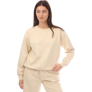 Dames - Diagonal Regular Crewneck Sweatshirt - Beige