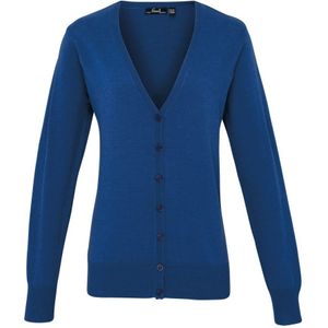 Premier Dames/dames Knoop Door V-hals Gebreid Vest Met Lange Mouwen (Koninklijk) - Maat 50