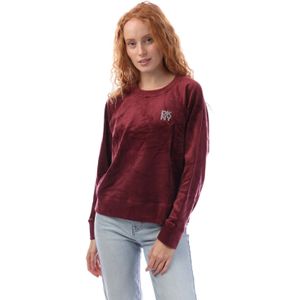 Damessweatshirt DKNY Velours Logo Crew Neck in Bourgondië