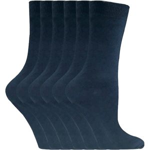 Set van 6 effen, casual katoenen damessokken - PL30 Marineblauw