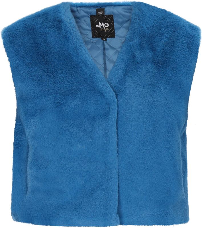 Mymo - Vest - Blauw - Cropped Jacquard met Lange Mouwen