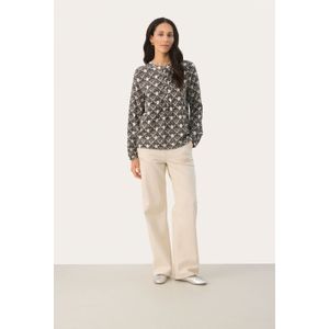 Blouse met korte mouwen Regular fit Black Graphic Print black white