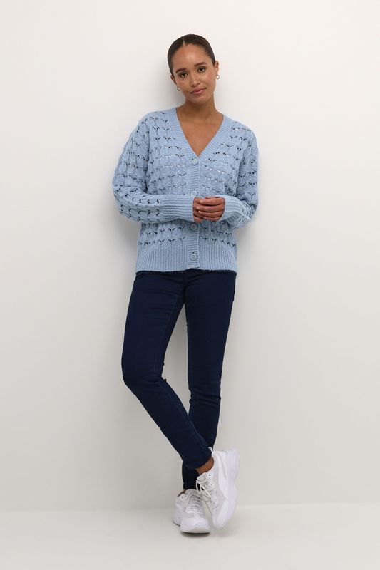 Kaffe - Gebreid Vest - Lichtblauw - Elena