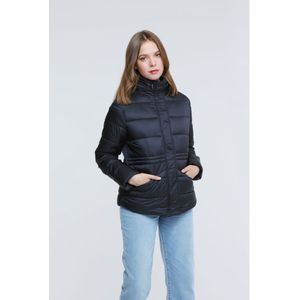 Women's Elle Padded Jacket with Inner Fur Collar in Black