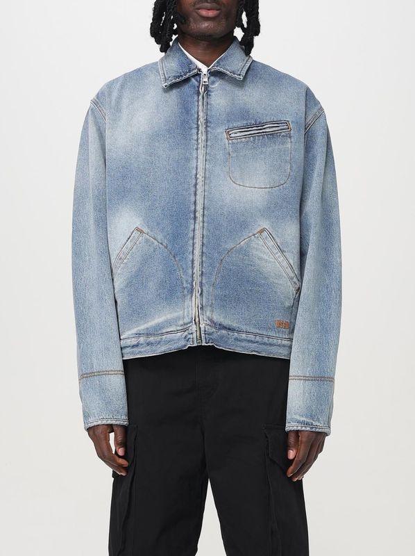 Msgm - Denim Jacket Zip Up Relaxed Fit - Blauw - Heren