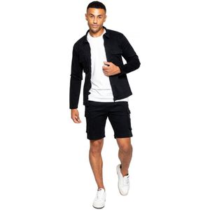 Enzo | Cargo trainingspak voor heren met shorts - zwart