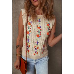 Geborduurd Kabelgebreid Vest