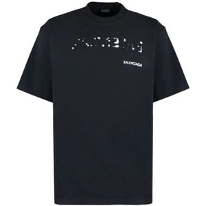 Balenciaga Distressed Bleed-logo T-shirt in zwart