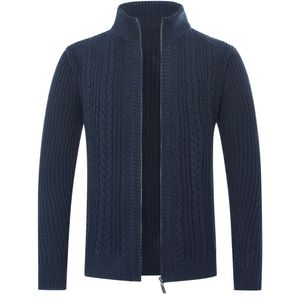 Heren Vest met Rits Vest Grof Gebreid met Opstaande Kraag Blauw