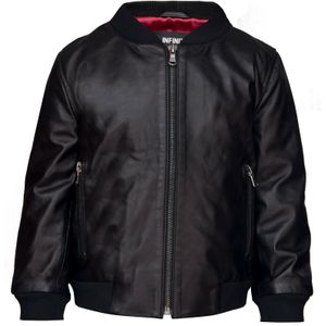 Infinity Junior - Leren Bomberjack - Zwart - Unisex - 1-13 Jaar