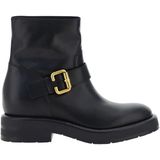 Chloé - Contrasterende Laarsjes - Zwart - Leer - Blokhak en Bandjes