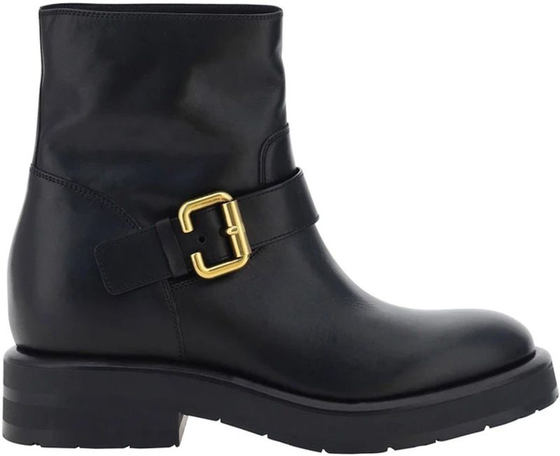 Chloé - Contrasterende Laarsjes - Zwart - Leer - Blokhak en Bandjes