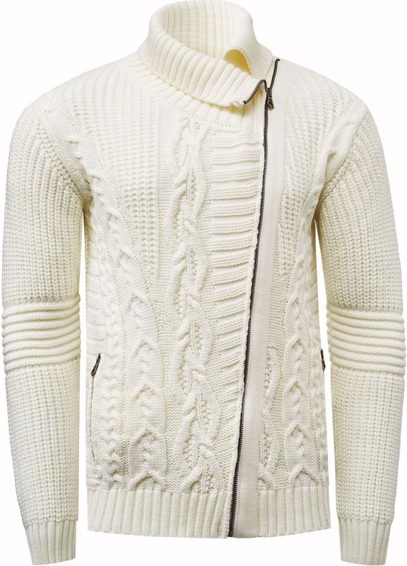 Rusty Neal - Gebreid Vest - Grof Gebreid - Heren - Opstaande Kraag met Rits