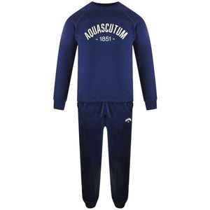 Aquascutum Heren Old School Crew Neck Trainingspak (Marineblauw)