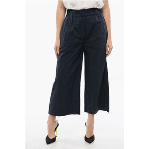 Popeline katoenen cropped fit broek in blauw