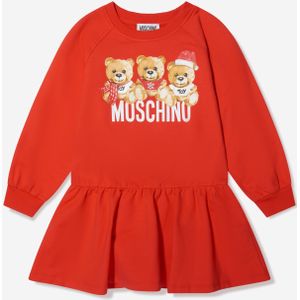 Moschino Meisjes Teddy Logo Trui Jurk in Rood