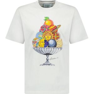 Casablanca T-shirt met hemelse piramide en fruitschaal in wit