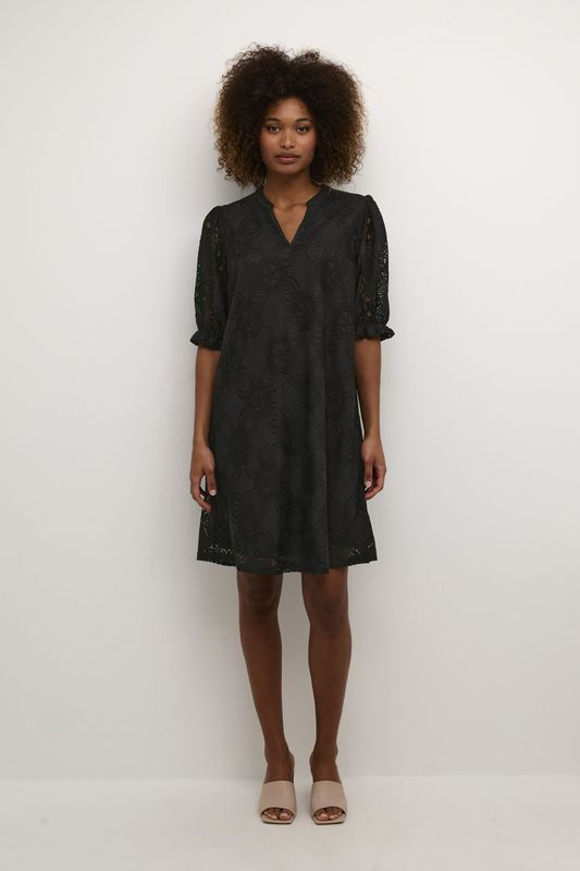 CULTURE - CU Olu - Jurk - Zwart - A-lijn - Halve Mouw