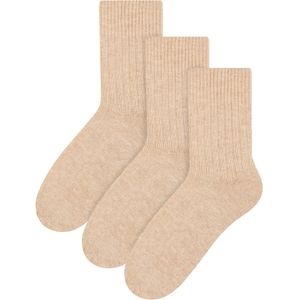 Steven - 3 Paar Multipack Dames Wol Gebreide Sokken | Warme Kousen Jurk Sokken - Beige