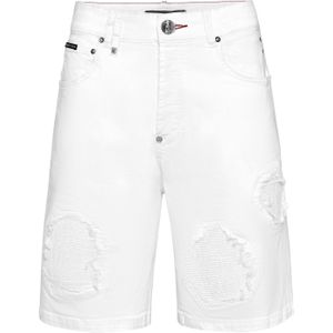 Philipp Plein - Formentera Skull - Korte Broeken - Wit - Denim