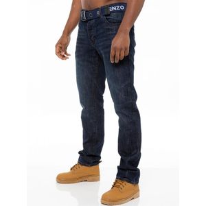 Enzo | Jeans voor heren met rechte pasvorm - donkerblauw
