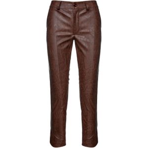 Chocoladebruin Faux MoirÃ© Leer 7/8 Broek