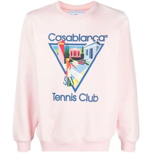 Casablanca La Joueuse Tennisclub Sweatshirt In Roze - Maat M