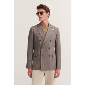 Blazer - Cognac - Normale Pasvorm - Reverskraag - Lange Mouwen