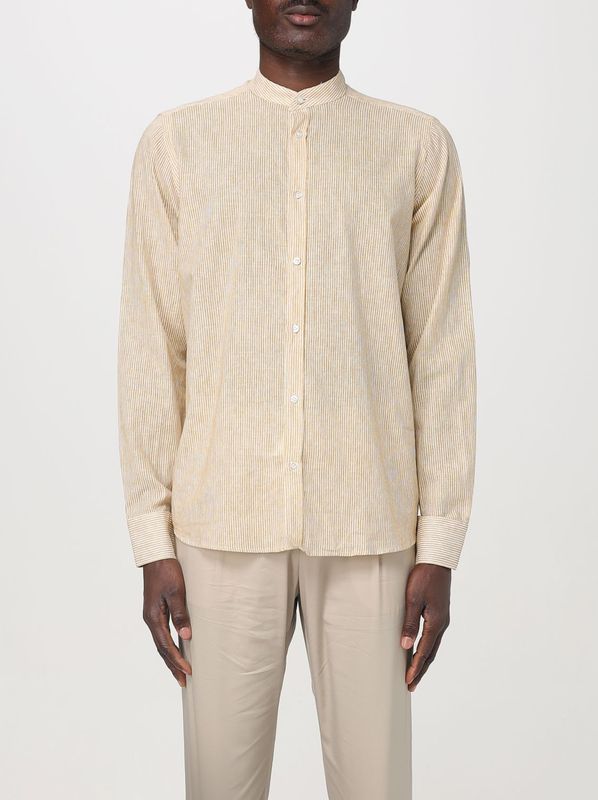 Linnen Overhemd Met Mandarijnkraag Lange Mouwen