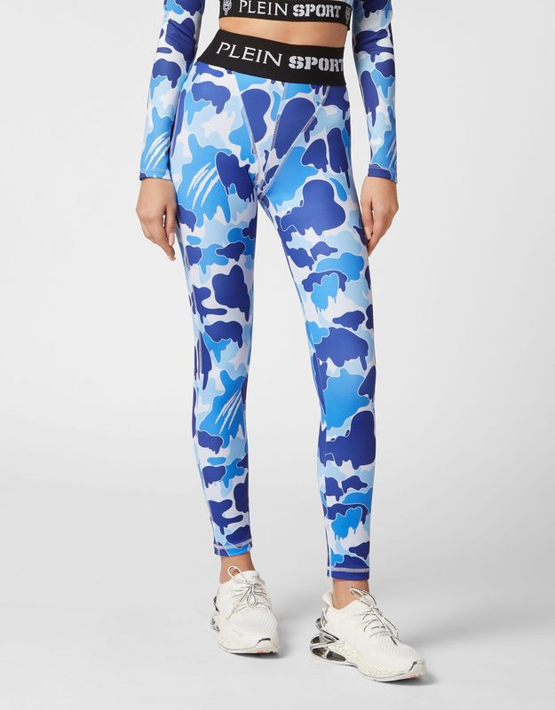 Plein Sport - Sport Leggings - Veelkleurig - Camouflage - Hoge Tailleband - Sneldrogende Lycra